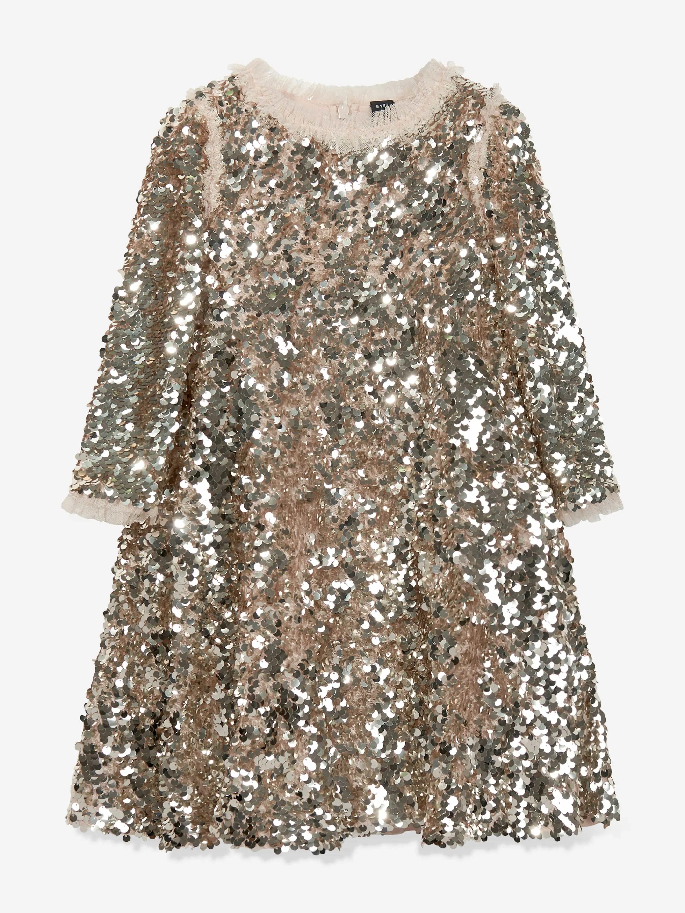 Needle & Thread Girls Hallie Sequin Dress in Silver
