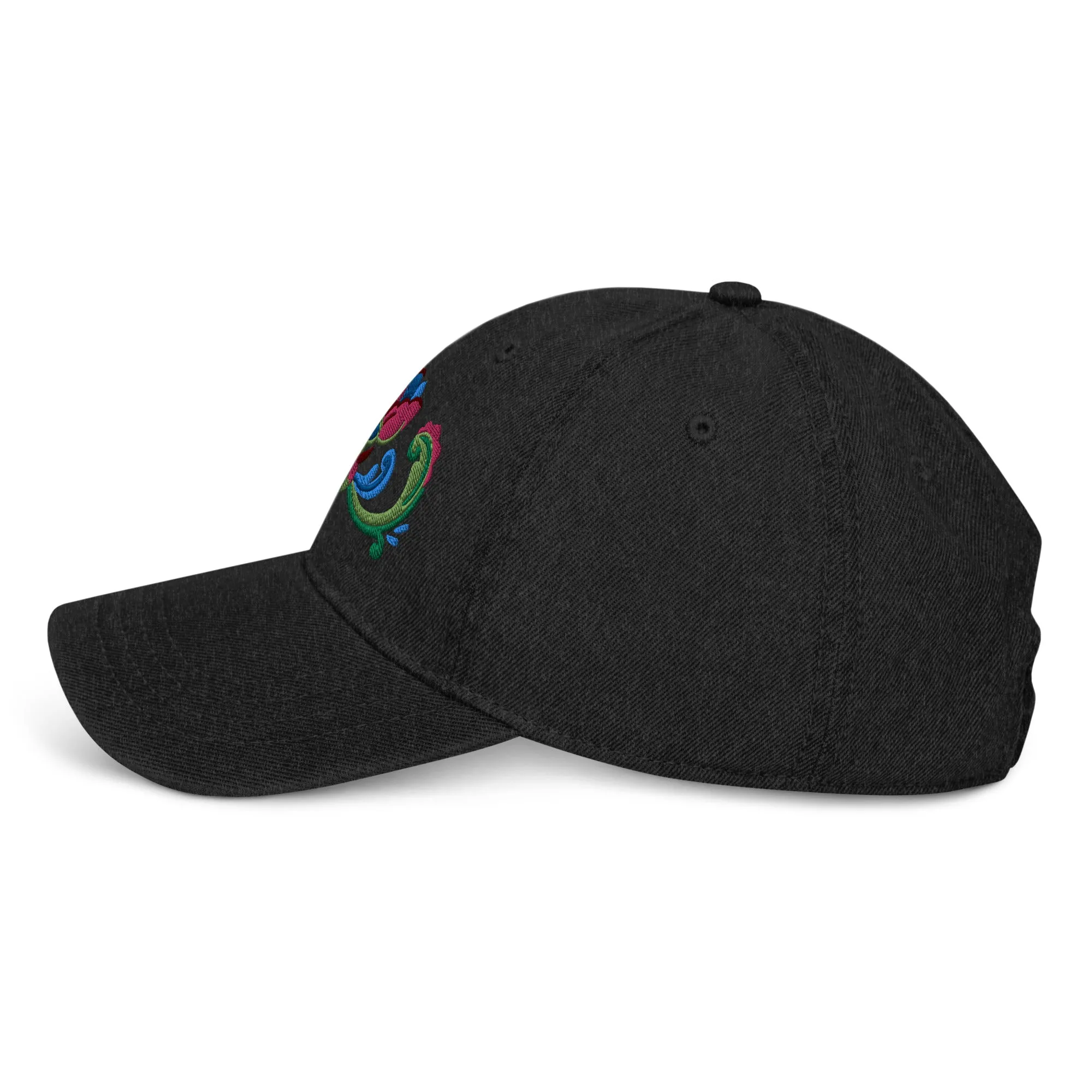 Norwegian Rosemaling Embroidered Denim Dad Hat