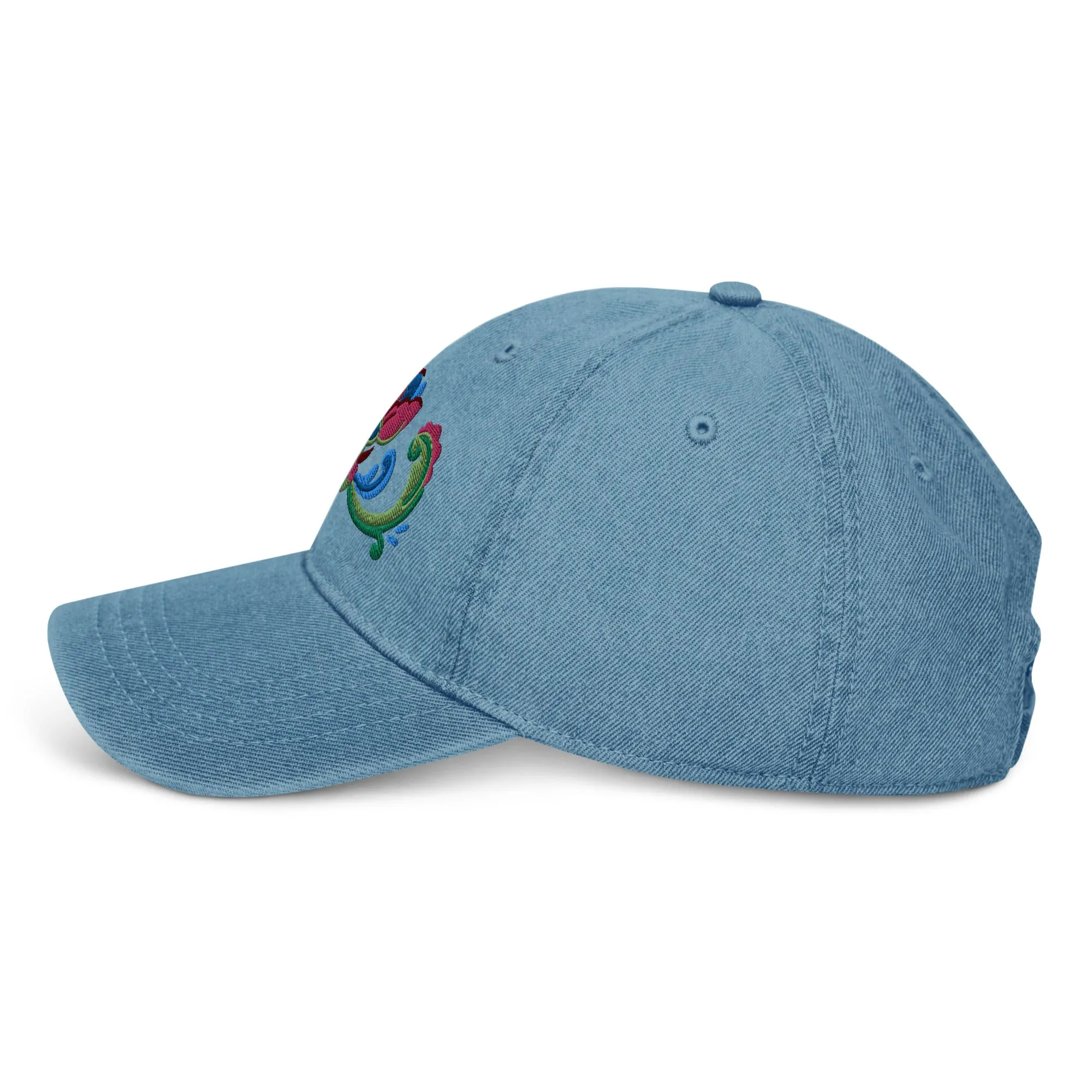Norwegian Rosemaling Embroidered Denim Dad Hat