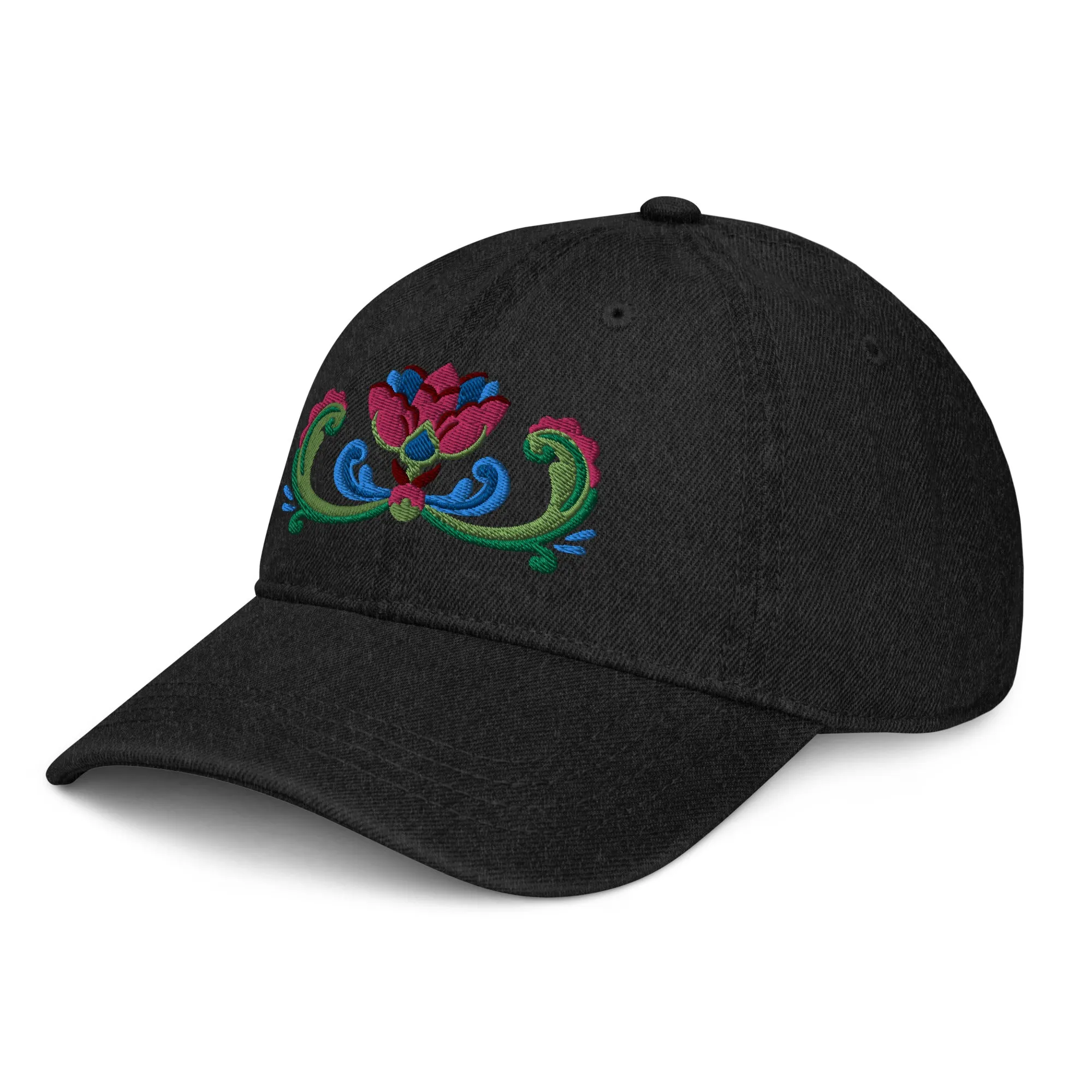 Norwegian Rosemaling Embroidered Denim Dad Hat
