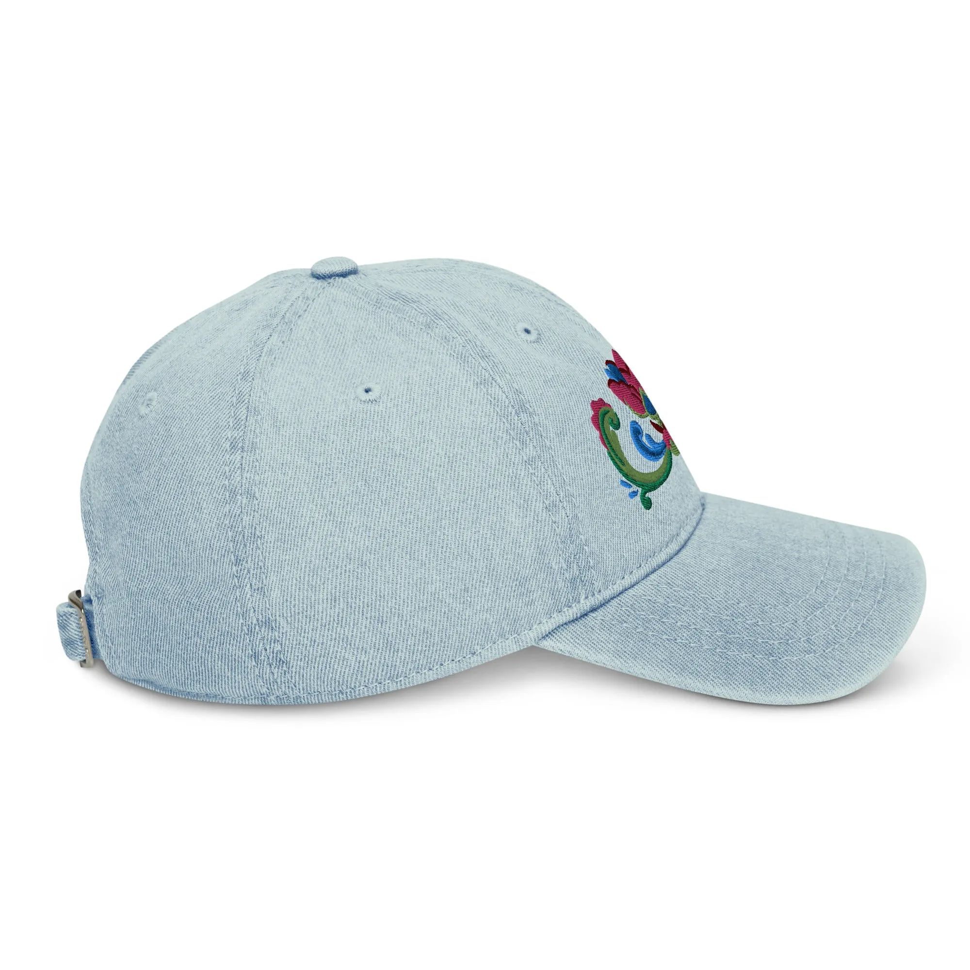 Norwegian Rosemaling Embroidered Denim Dad Hat