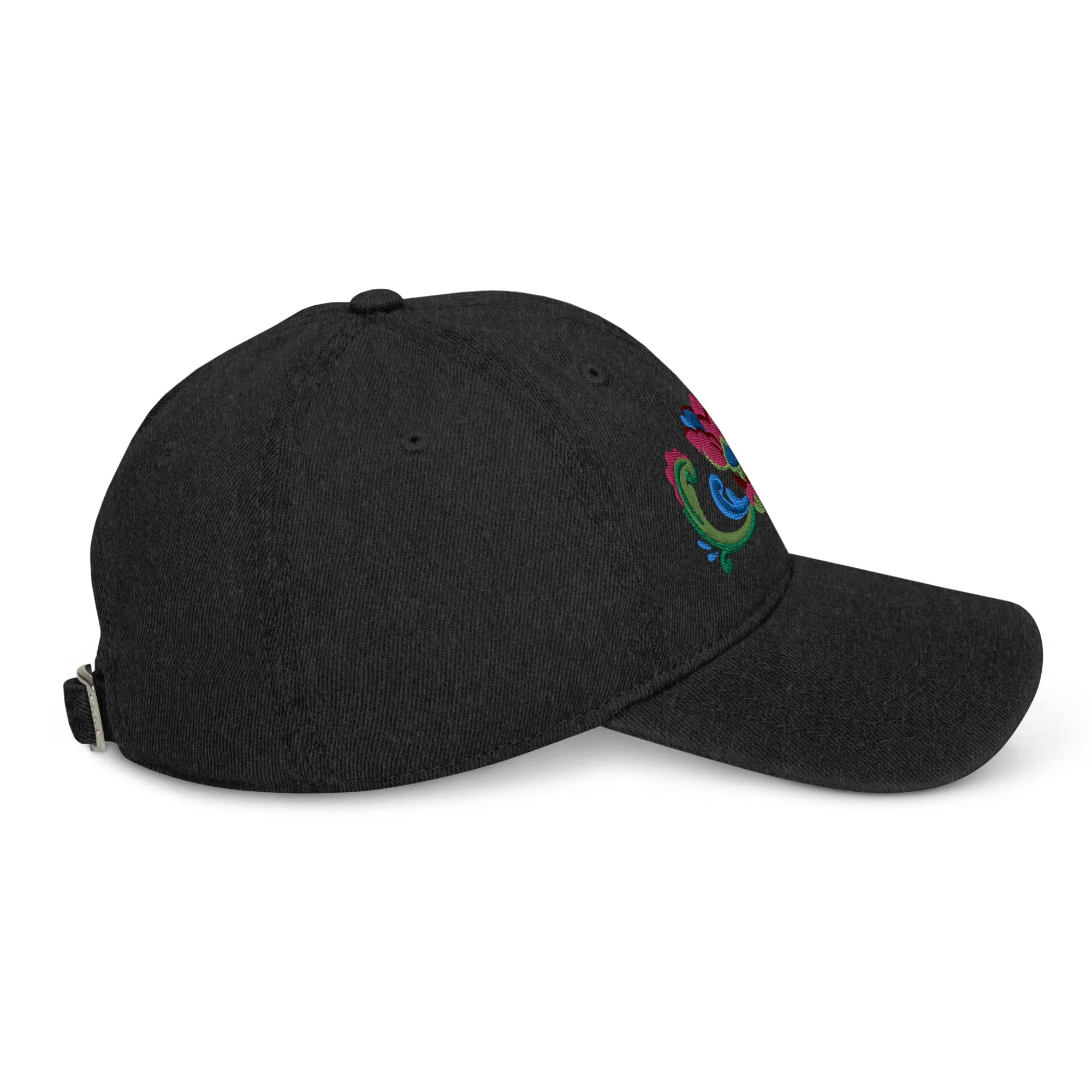 Norwegian Rosemaling Embroidered Denim Dad Hat