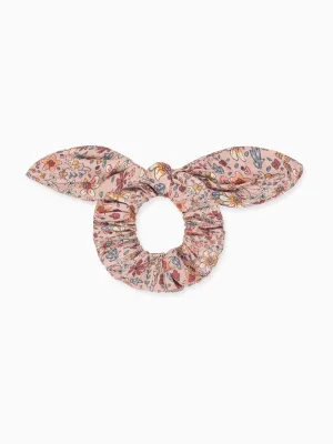 Pink Floral Girl Bow Scrunchie