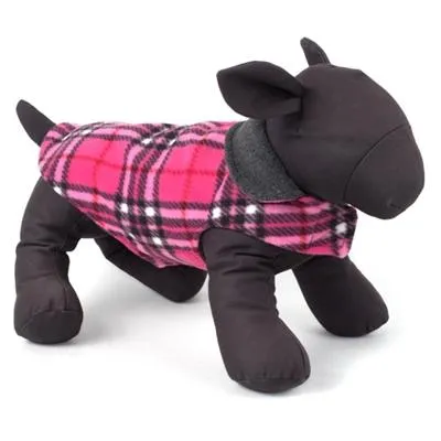 Pink Plaid Dog Jacket - The Worthy Dog Pink Plaid IV Fargo Fleece Reversible Jacket