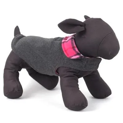 Pink Plaid Dog Jacket - The Worthy Dog Pink Plaid IV Fargo Fleece Reversible Jacket