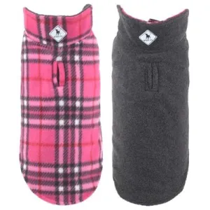 Pink Plaid Dog Jacket - The Worthy Dog Pink Plaid IV Fargo Fleece Reversible Jacket