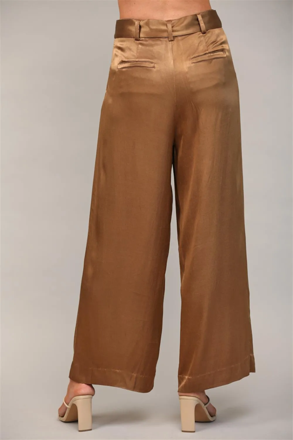 Pleated Front Detail Wide Leg Pant