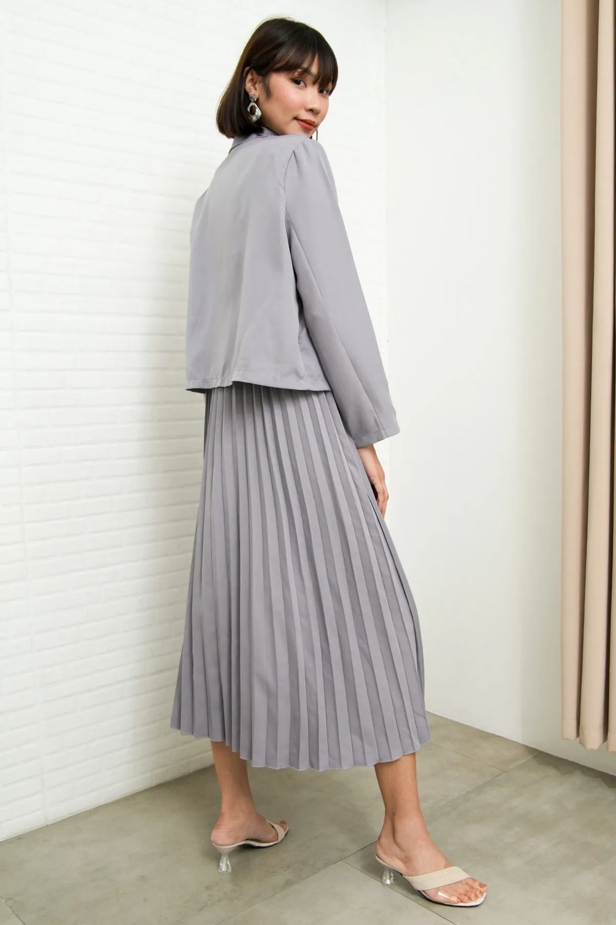 SABINE Two-Piece Blazer & Pleated Dress Set