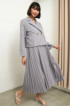 SABINE Two-Piece Blazer & Pleated Dress Set