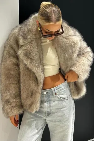 Short faux fox fur coat