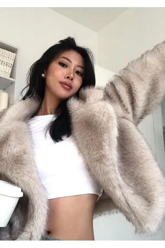 Short faux fox fur coat