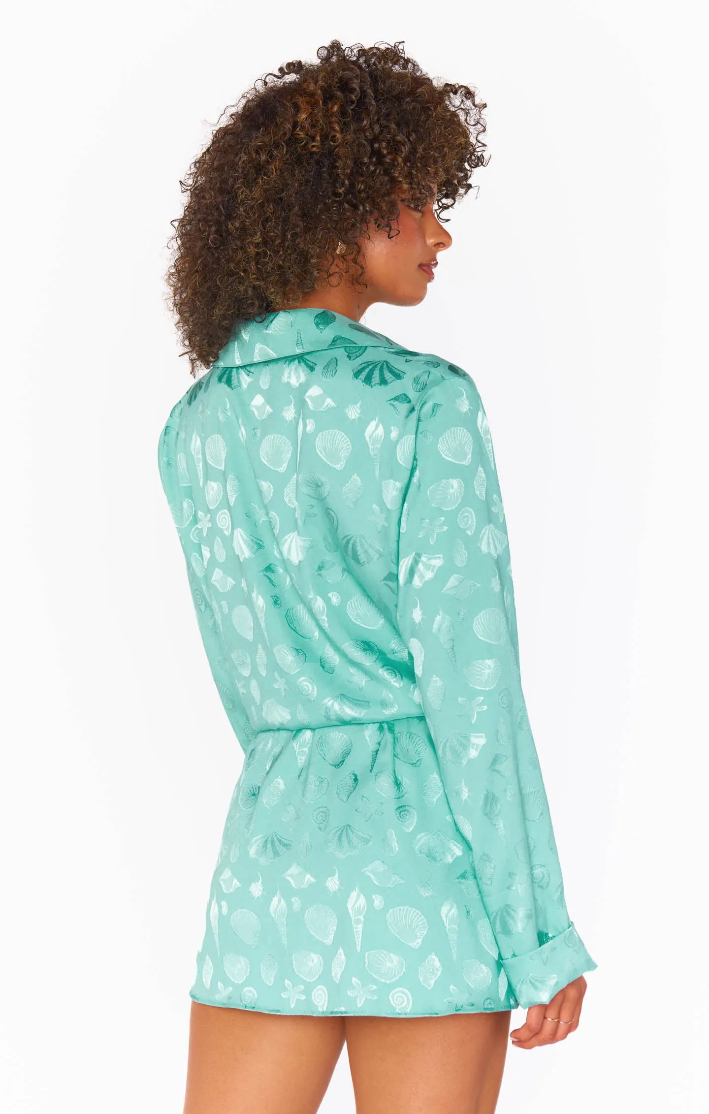Smith Button Down ~ Aquamarine Shell Satin