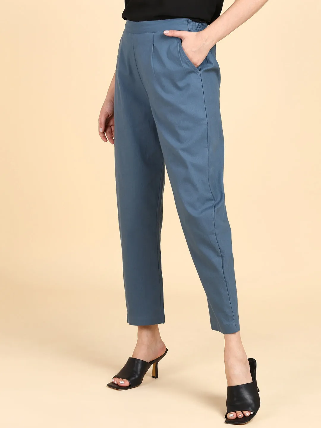 Soft Cotton Solid Color Pant - Steel Grey