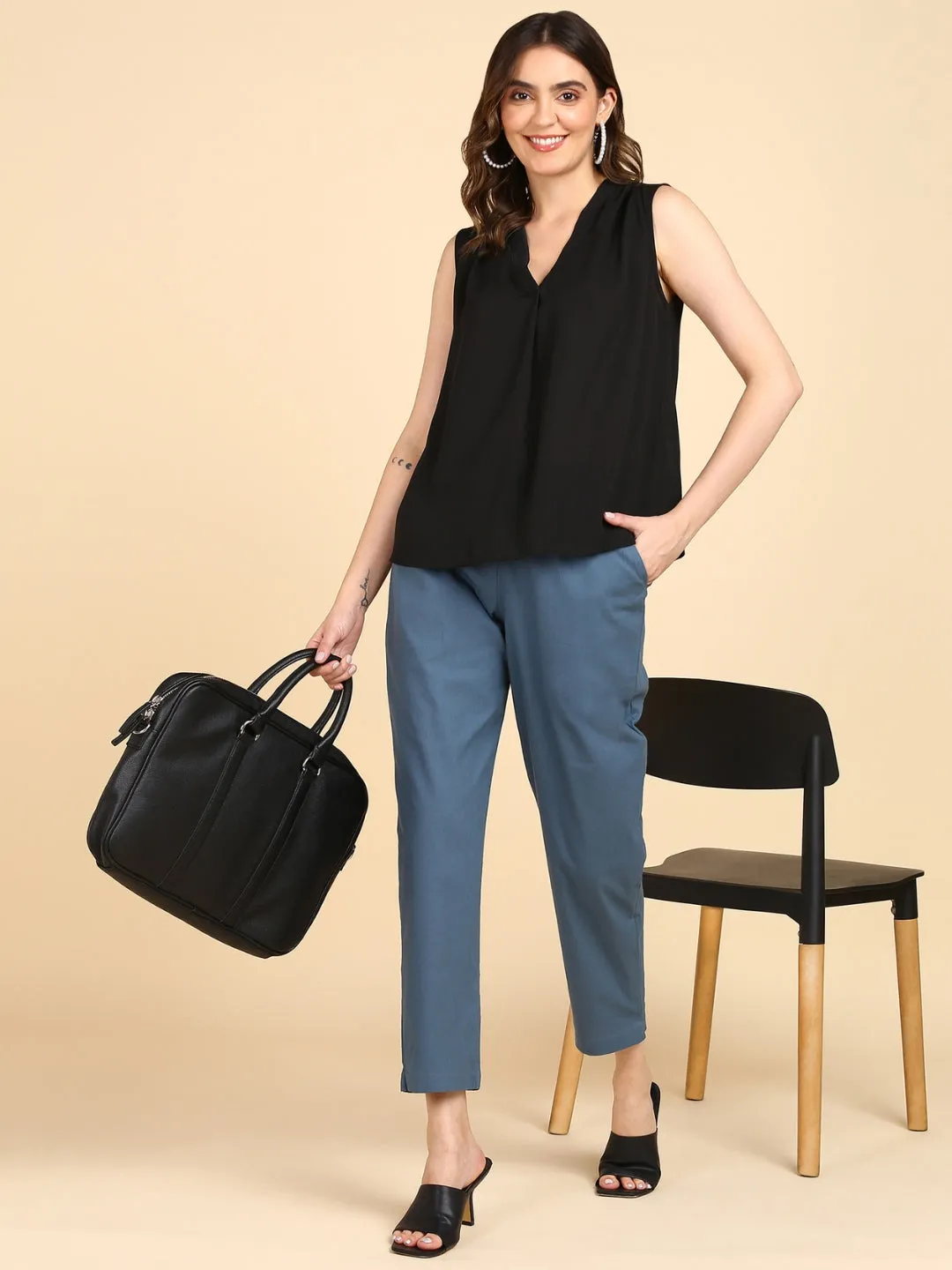 Soft Cotton Solid Color Pant - Steel Grey