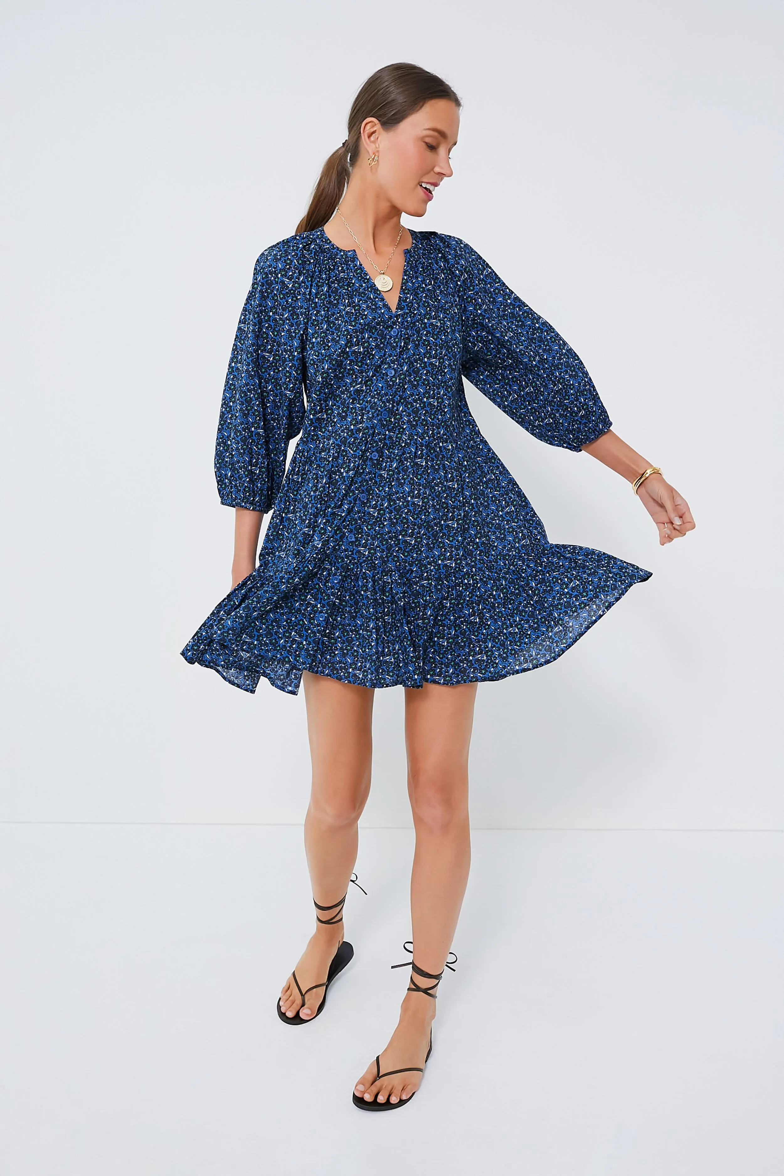 Spagliato Floral Blue Mini Mitte Dress