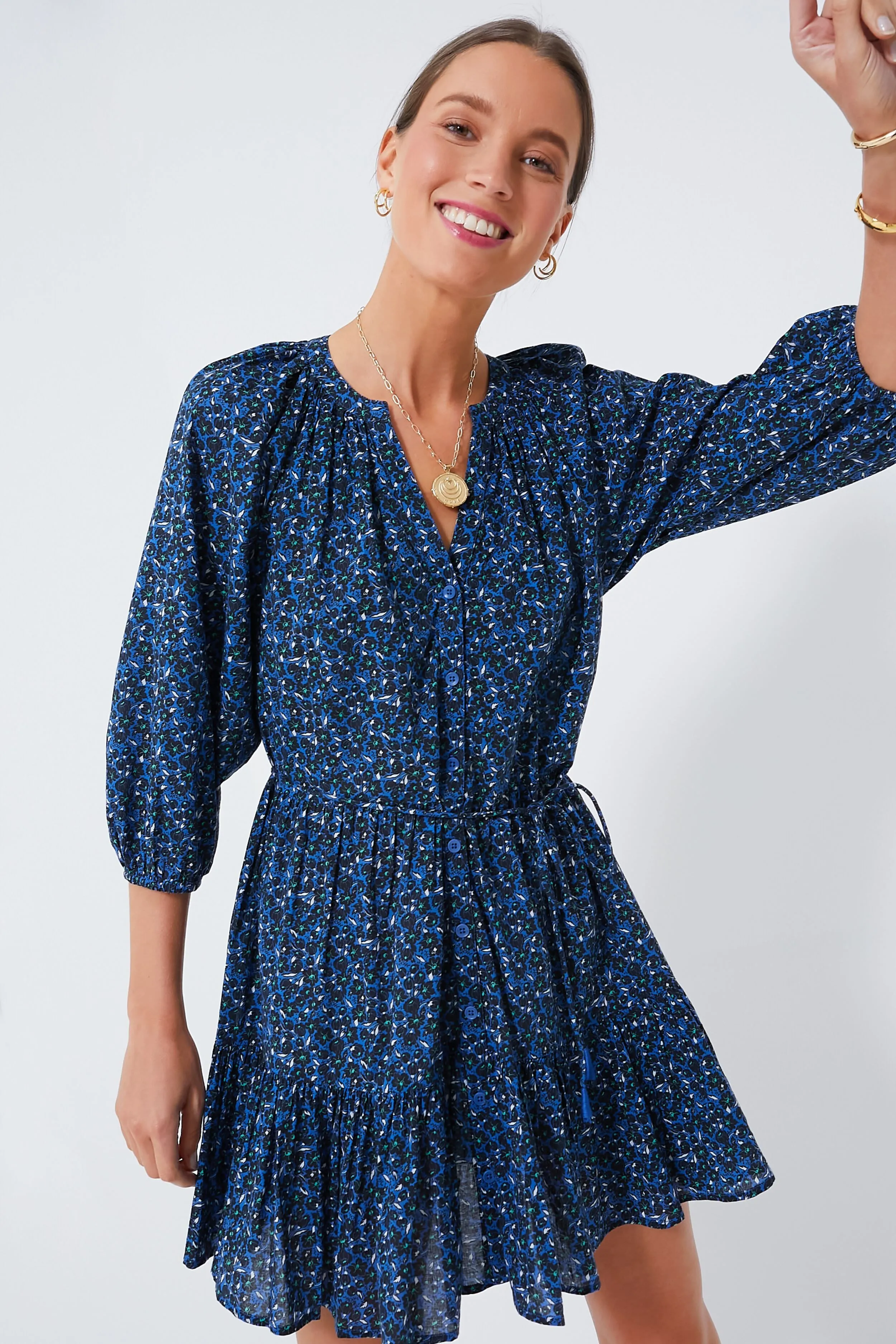 Spagliato Floral Blue Mini Mitte Dress