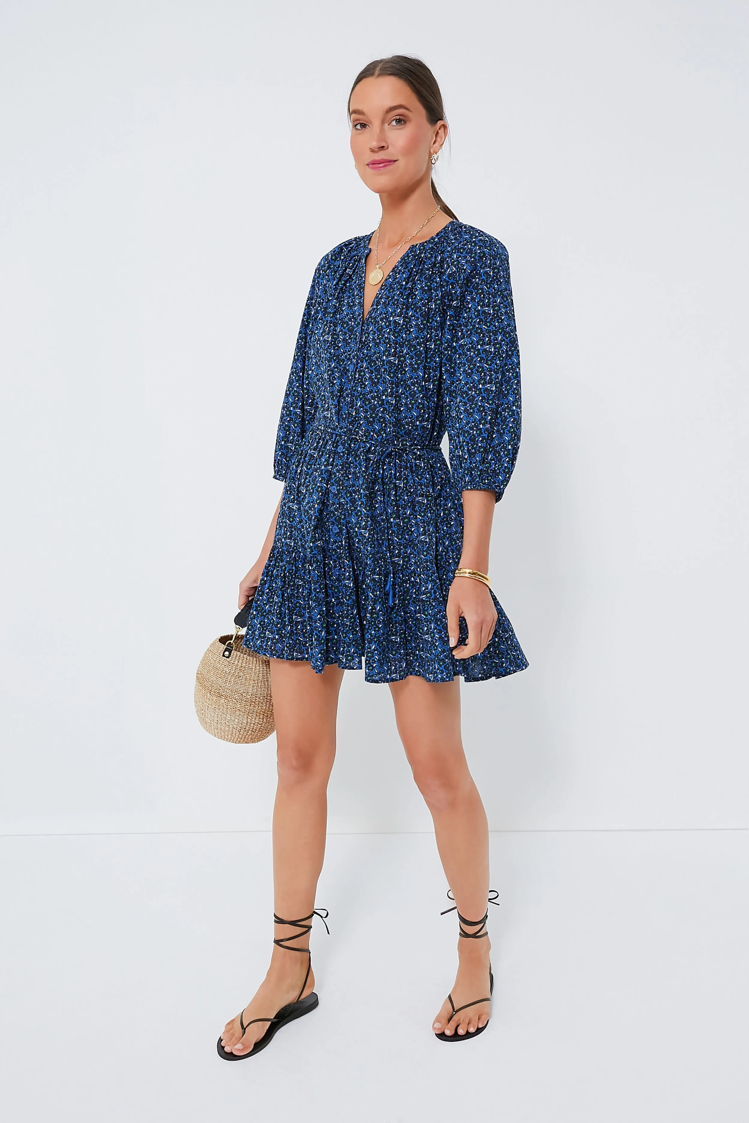 Spagliato Floral Blue Mini Mitte Dress