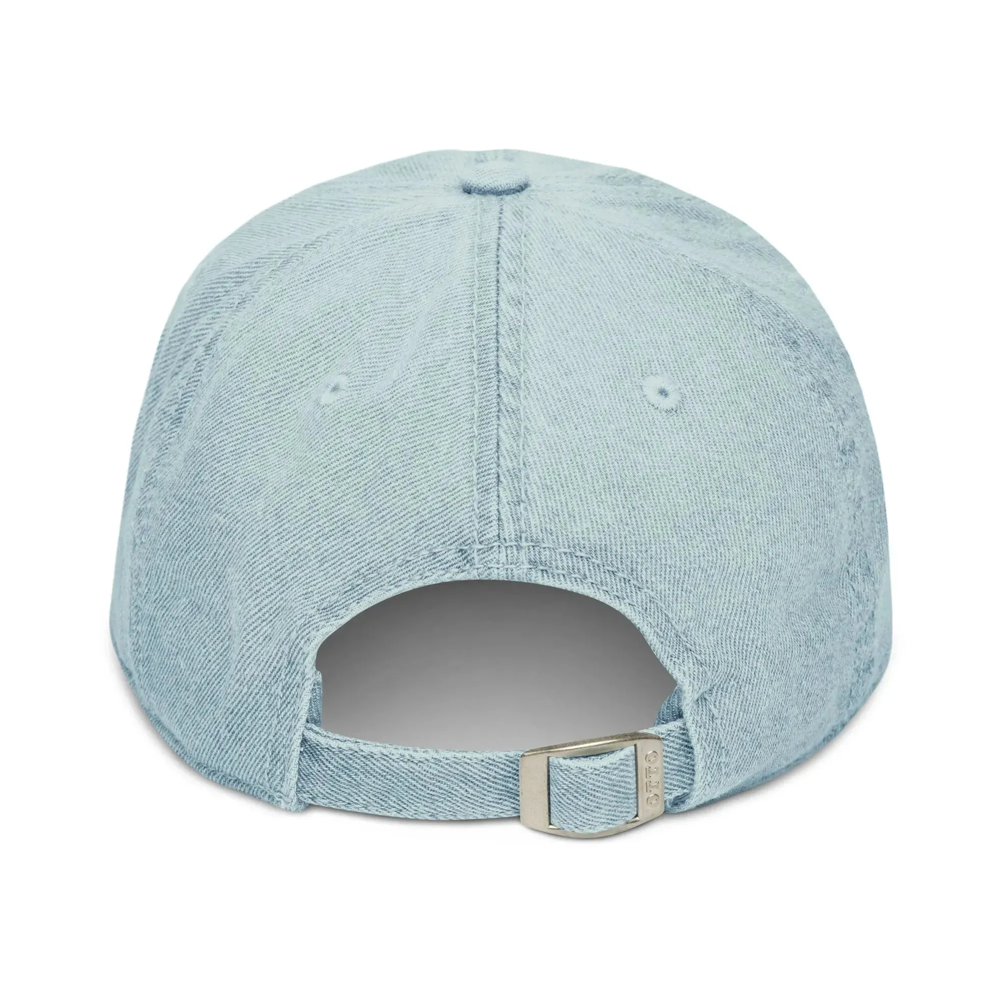 Swedish Dala Horse Embroidered Denim Dad Hat - Red
