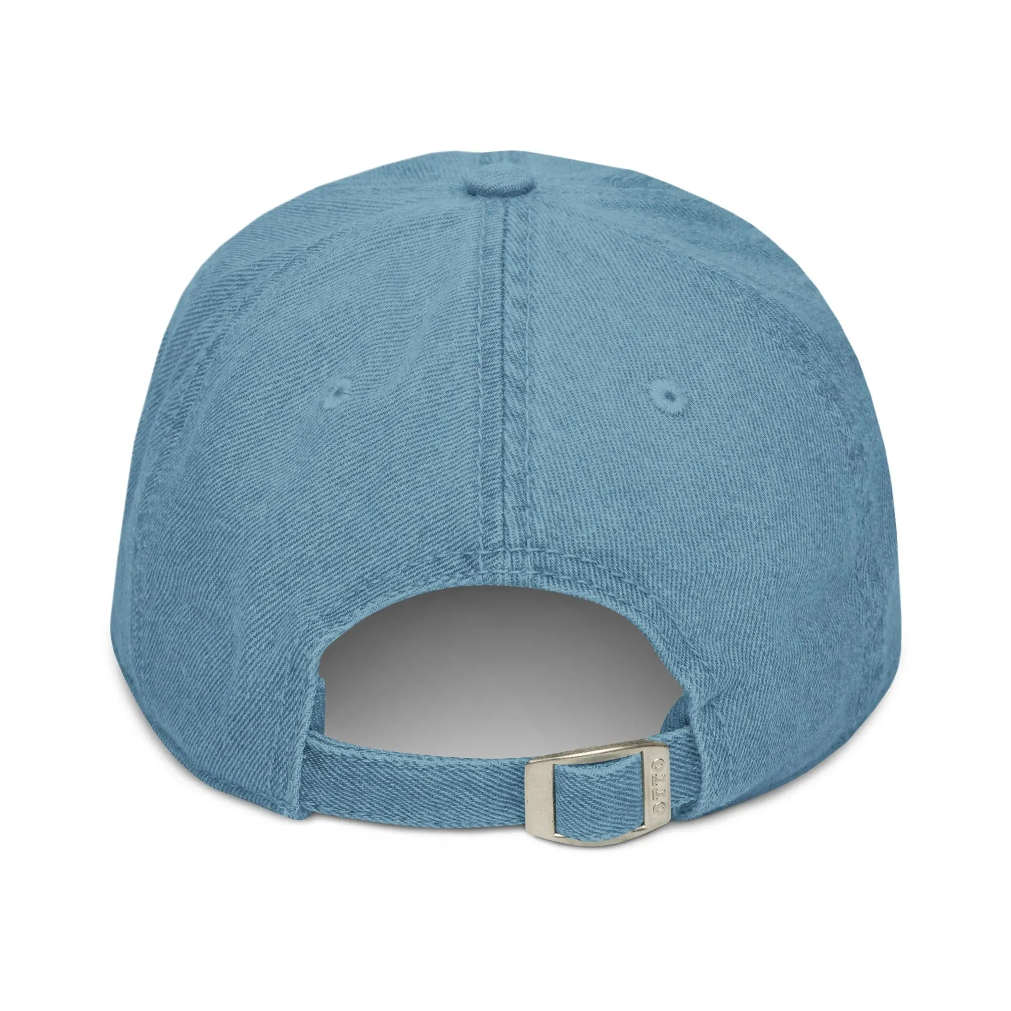 Swedish Dala Horse Embroidered Denim Dad Hat - Red