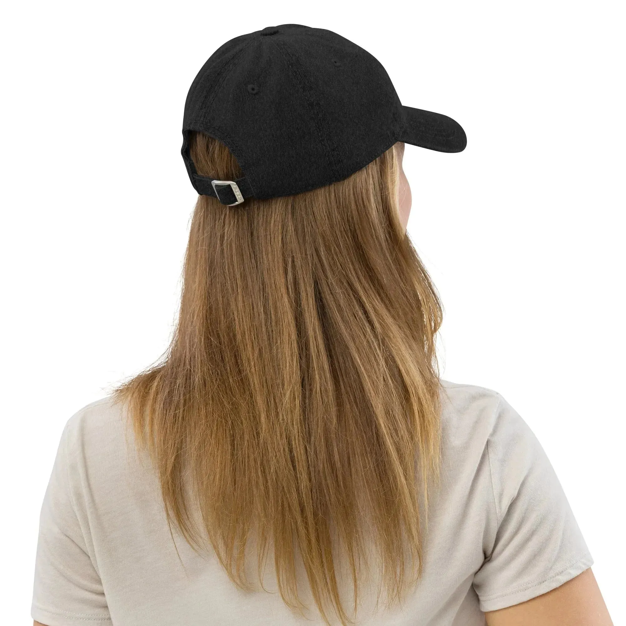 Swedish Dala Horse Embroidered Denim Dad Hat - Red