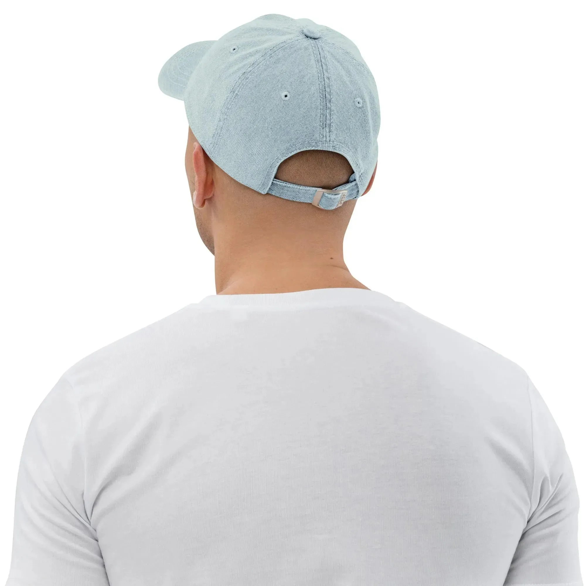 Swedish Dala Horse Embroidered Denim Dad Hat - Red