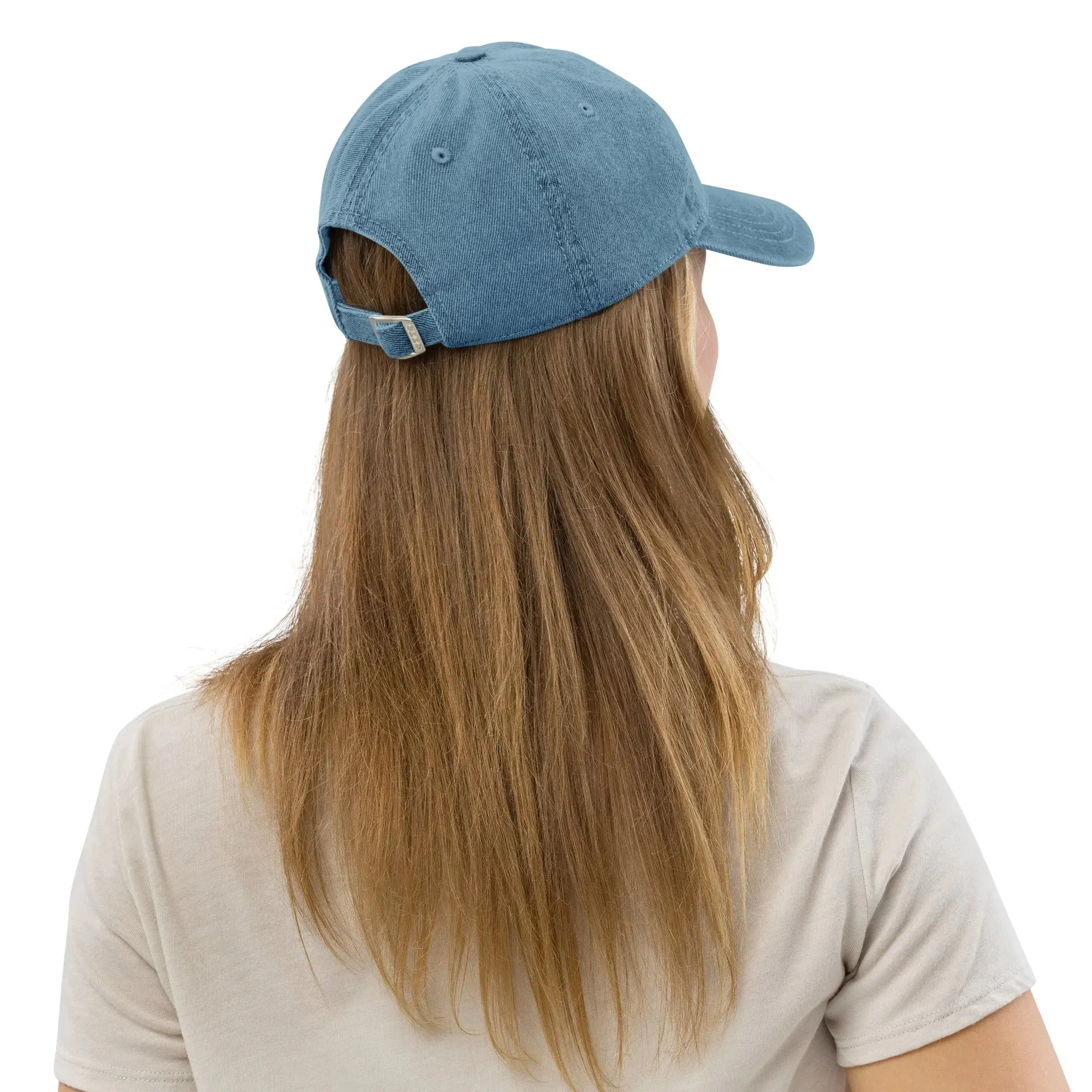 Swedish Dala Horse Embroidered Denim Dad Hat - Red