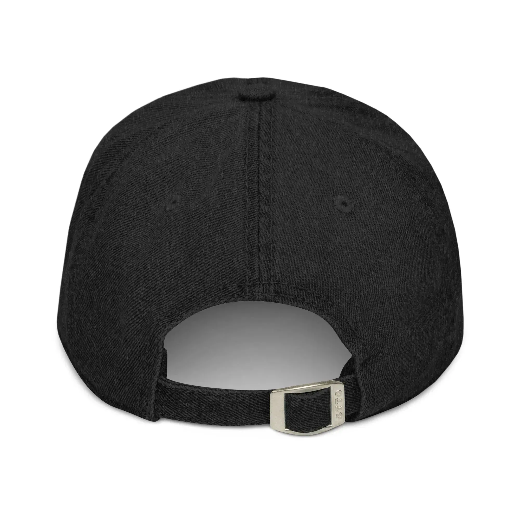 Swedish Dala Horse Embroidered Denim Dad Hat - Red