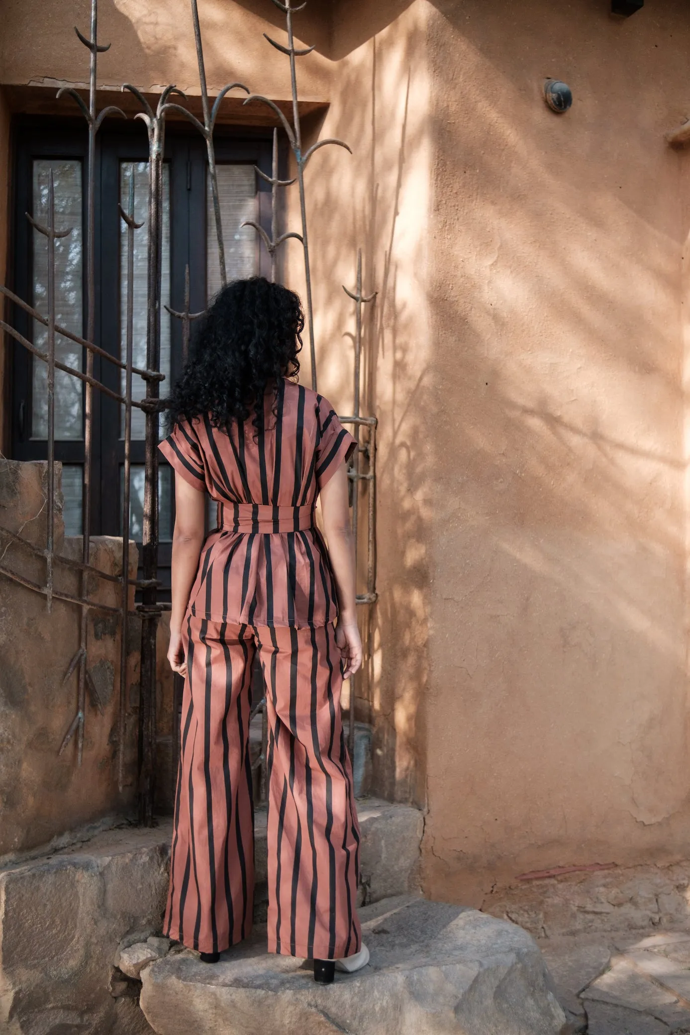The Terra Tribe Copper Stripes Berlin Shawl Collar Summer Jacket