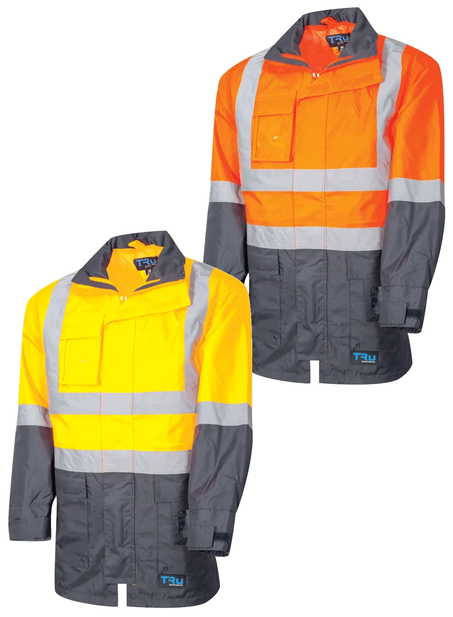 Tru Workwear Hi Vis 2 Tone Outer Shell Rain Jacket c/w Reflective Tape TJ2900T6