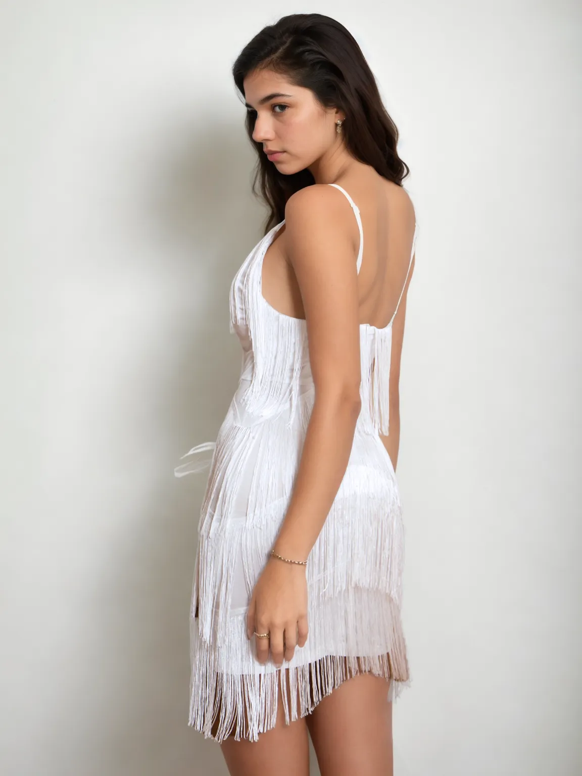 Vibrant V-Neck Sleeveless Dress with Tassel Embellishments