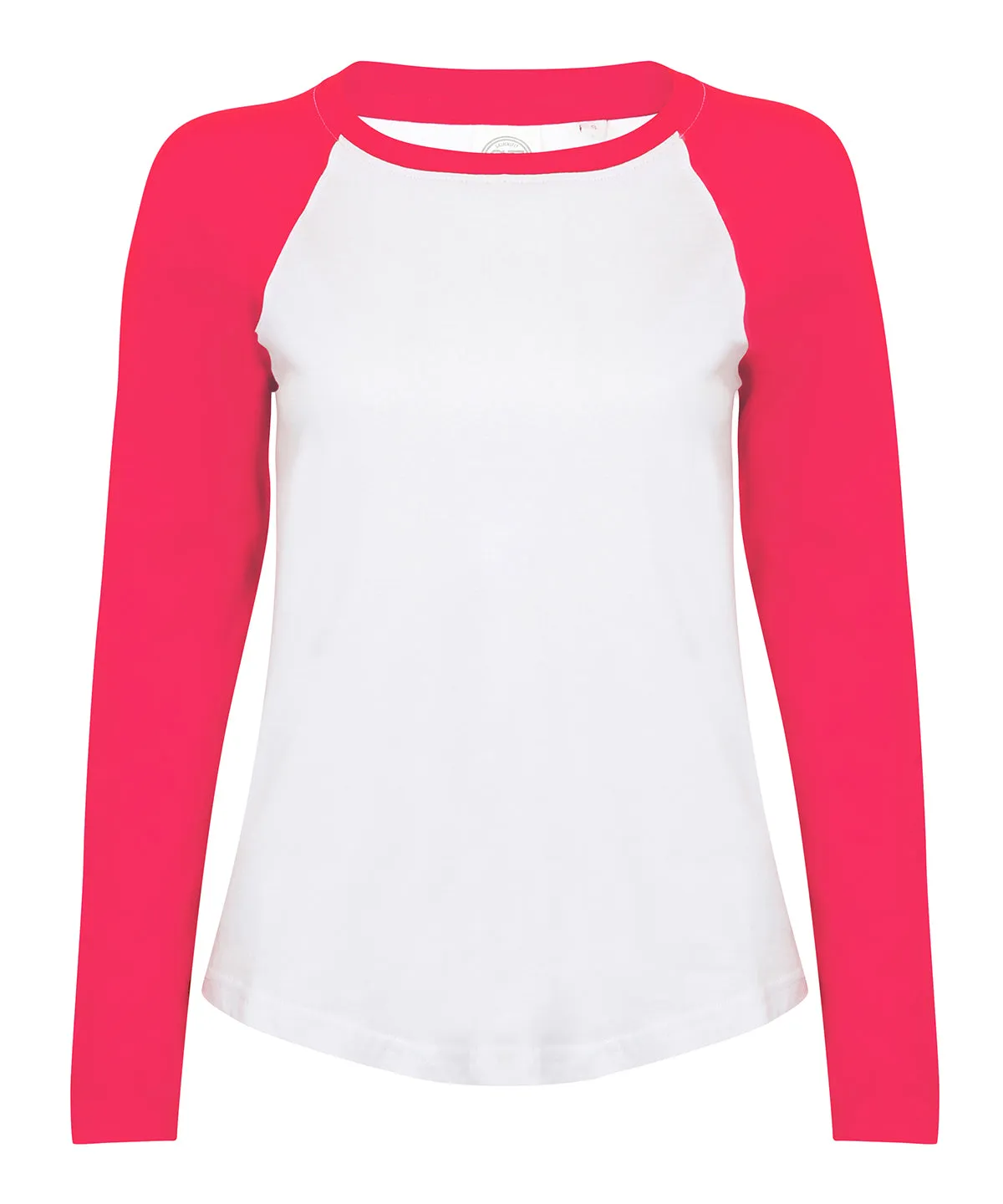 White/Hot Pink - Kids long sleeve baseball T