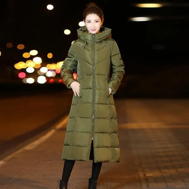 Woman Winter Coat Down Parka Plus Size Long Warm Hooded Coat