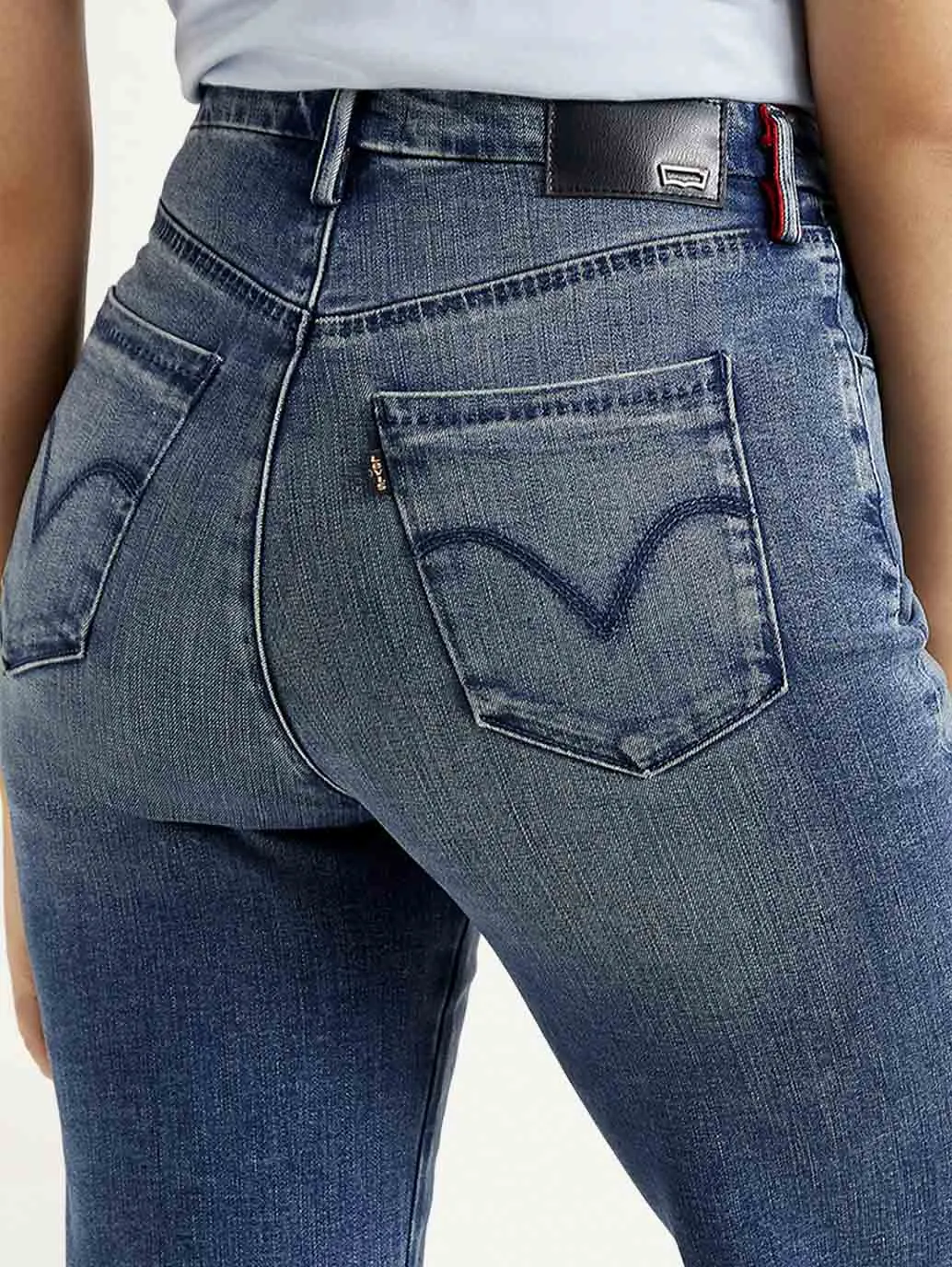 Women's High Rise Flared Blue Jeans