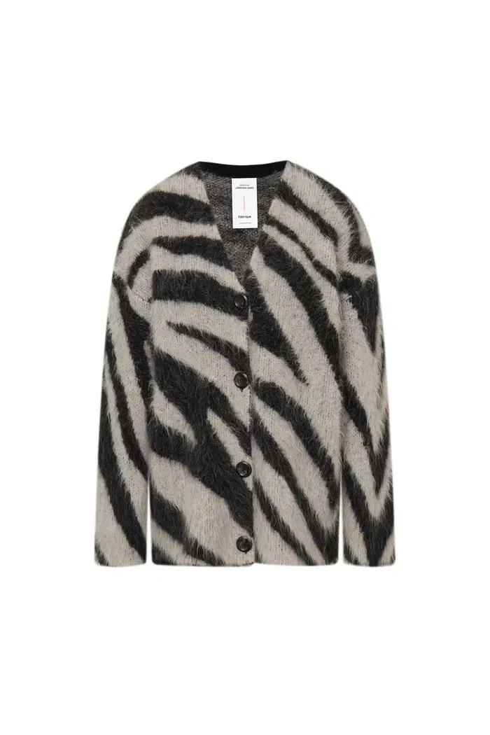 Zebra Modern Zebra Jacquard Cardigan in Washed Alpaca Knit