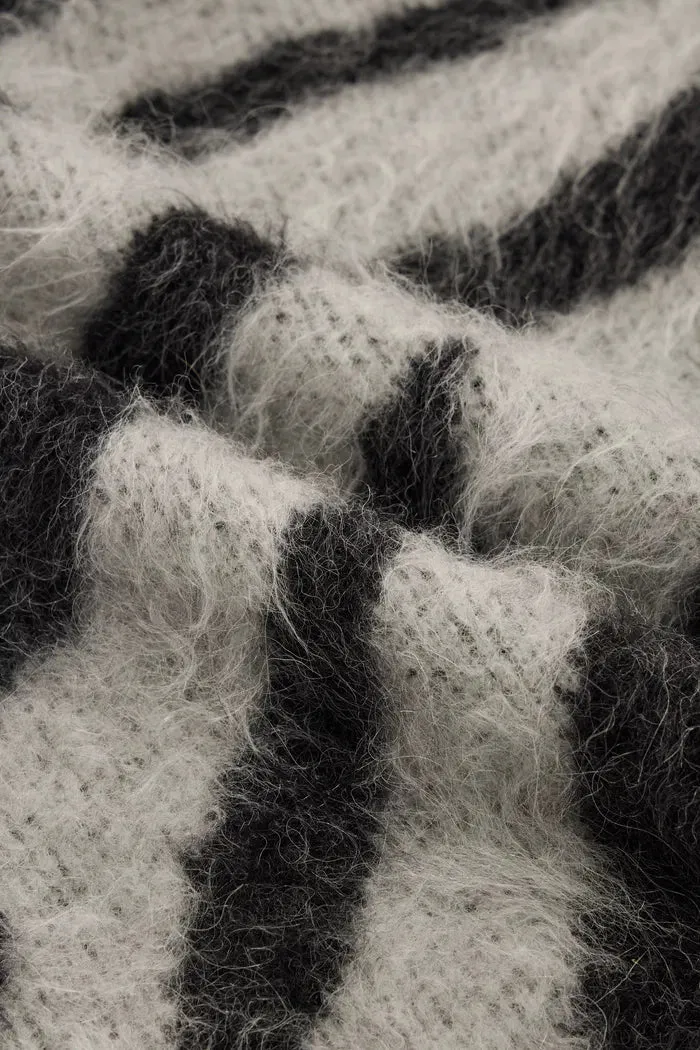 Zebra Modern Zebra Jacquard Cardigan in Washed Alpaca Knit