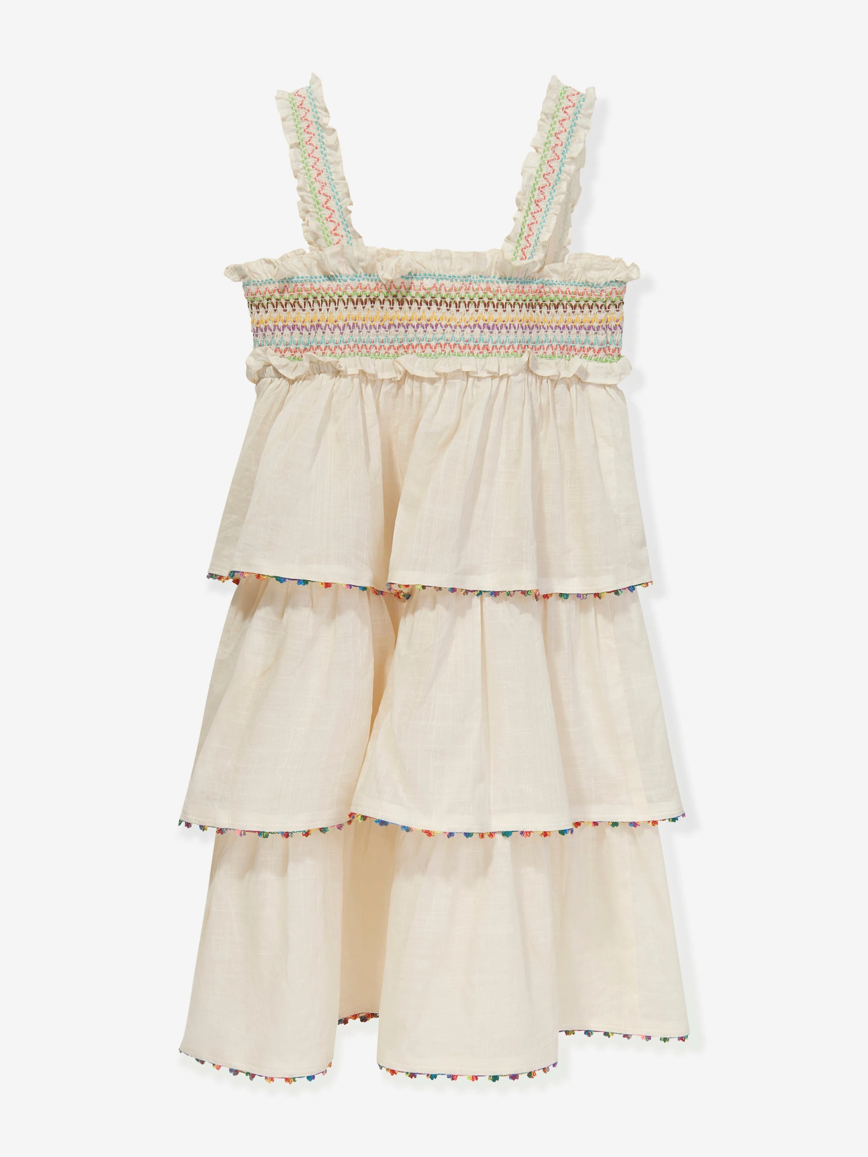 Zimmermann Girls Junie Shirred Dress in Ivory